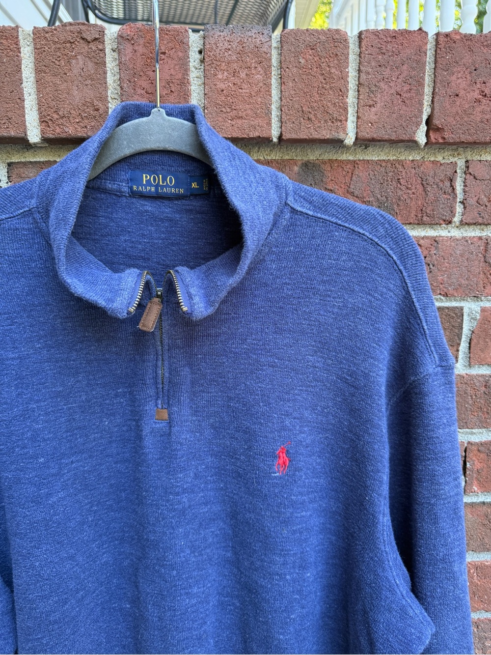 Polo Ralph Lauren Blue Quarter Zip Long Sleeve Cotton Sweater Size XL Men’s
